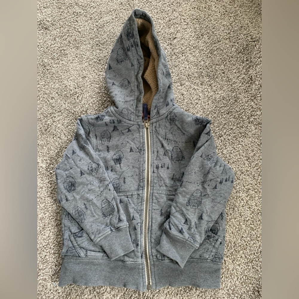 Hanna Andersson 90 3T Gray Mountains Lined Hooded Zip-Up Jacket